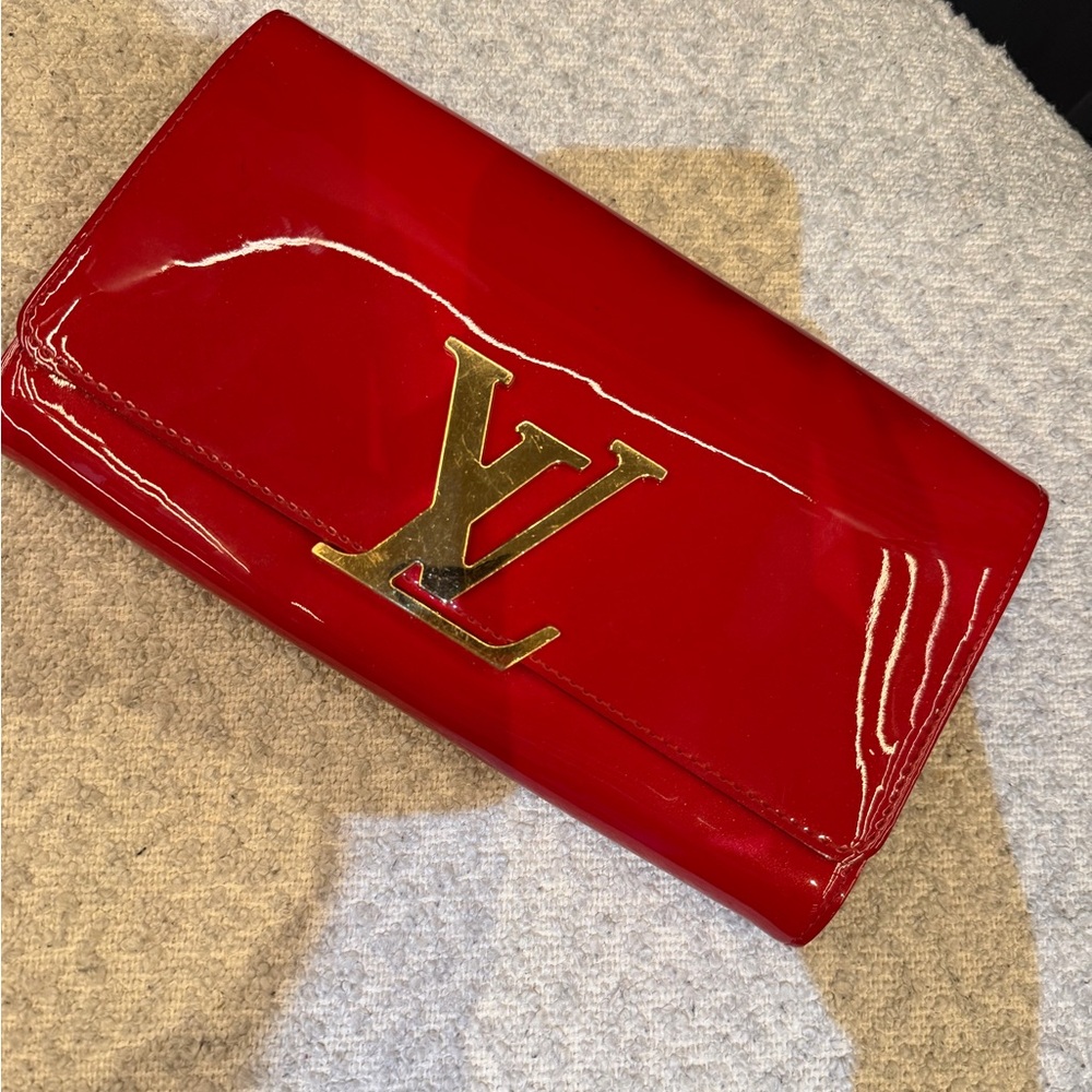 Louis Vuitton Red Patent Leather Clutch Wallet